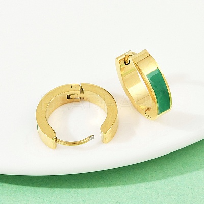 304 Stainless Steel Enamel Hoop Earrings EJEW-K268-19G-02-1