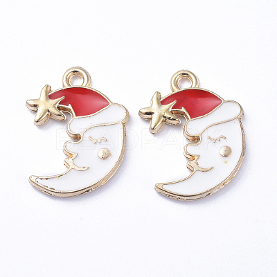 Golden Plated Alloy Enamel Pendants ENAM-D040-A02-G-1