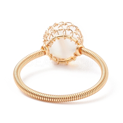 5Pcs 5 Style Natural & Synthetic Mixed Stone Round Ball Braided Finger Rings RJEW-TA00039-1