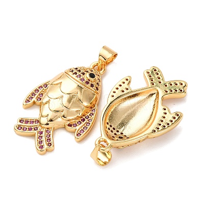 Brass Micro Pave Cubic Zirconia Pendants KK-K408-61G-02-1