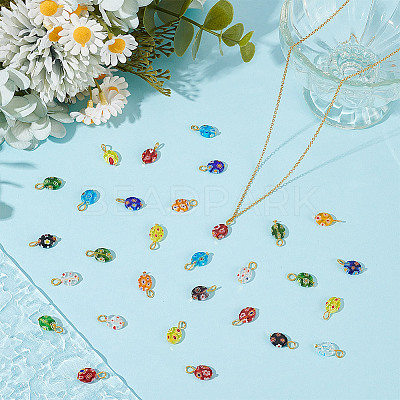30Pcs Millefiori Glass Pendants PALLOY-AR00045-1