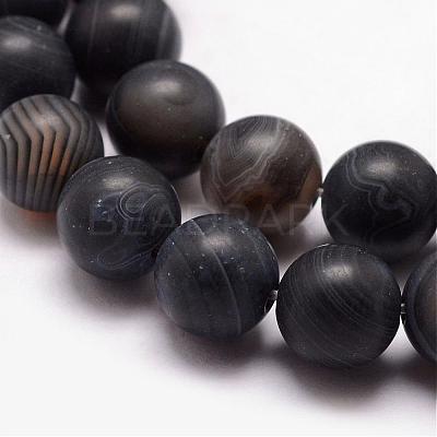 Natural Black Agate Bead Strands G-K166-12-8mm-03-1