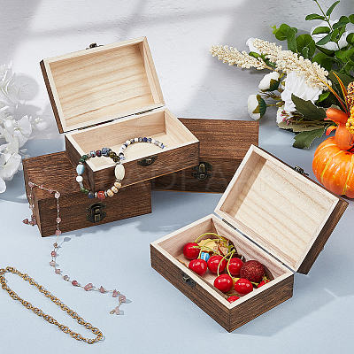 6Pcs Wooden Jewelry Packaging Boxes CON-FH0001-59-1