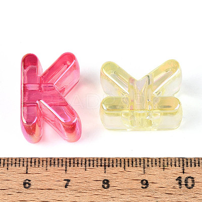 UV Plating Transparent Acrylic European Beads OACR-M027-02K-1