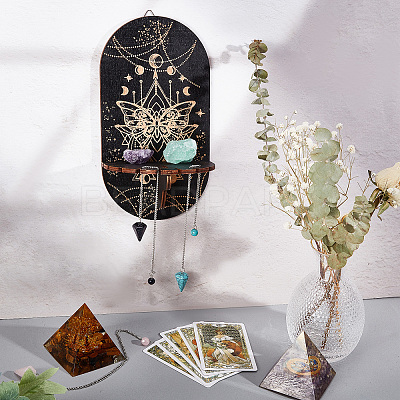 Wooden Wall-Mounted Small Crystal Display Shelf DIY-CN0002-25B-1