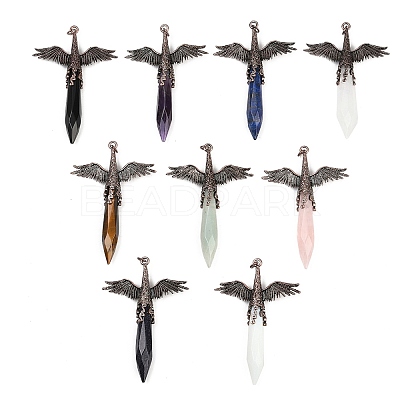Natural & Synthetic Mixed Stone Faceted Pointed Bullet Shaped Big Pendants G-T145-01R-1