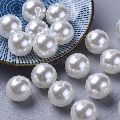 ABS Plastic Imitation Pearl Ball Beads MACR-A004-8mm-01-1