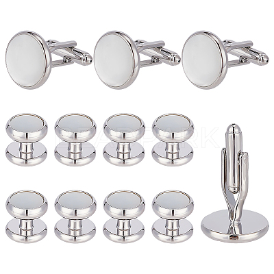 2 Styles Brass Natural Shell Cufflinks FIND-FG0004-92-1