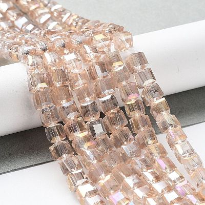 Electroplate Glass Beads Strands EGLA-D018-6x6mm-75-1