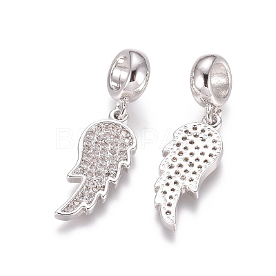 Brass Micro Pave Cubic Zirconia European Dangle Charms ZIRC-E163-11P-1