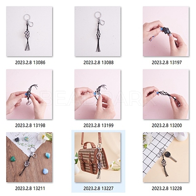 4Pcs Macrame Fringe Braided Keychain AJEW-SW00014-05-1
