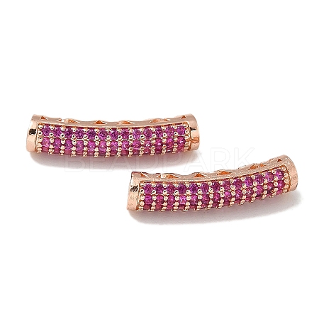 Brass Cubic Zirconia Curved Tube Beads KK-Q019-01B-1