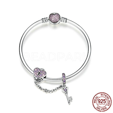 925 Sterling Silver Charm Bangles BJEW-FF0011-04A-1