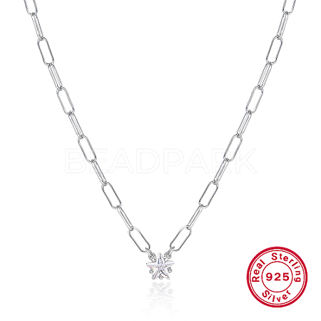 Anti-Tarnish 925 Sterling Silver Cubic Zirconia Pendant Necklaces for Women UW1038-3-1