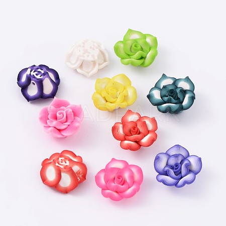 Handmade Polymer Clay 3D Flower Lotus Beads X-CLAY-Q203-20mm-M-1