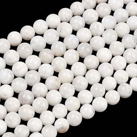 Round Grade A Natural Rainbow Moonstone Bead Strands G-M304-06-8.5mm-1