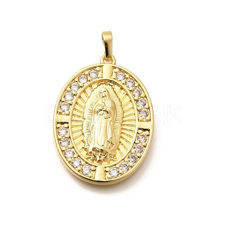 Religion Themed Rack Plating Brass Micro Pave Cubic Zirconia Pendants KK-L226-007G-06-1