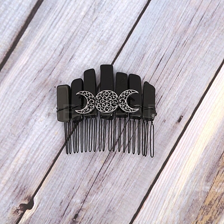Raw Natural Obsidian Hair Combs PW-WG99718-18-1