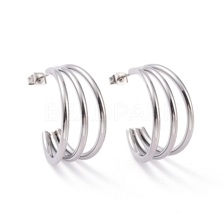 Non-Tarnish 304 Stainless Steel C-shape Stud Earrings EJEW-G298-13B-P-1