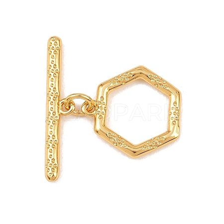 Hexagon Brass Toggle Clasps KK-G548-40G-1
