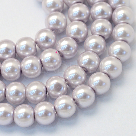 Baking Paint Pearlized Glass Pearl Round Bead Strands X-HY-Q003-6mm-25-1