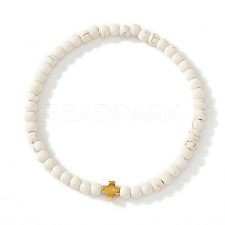 Bohemian Synthetic Howlite Round Beads Stretch Bracelets NO3013-2-1