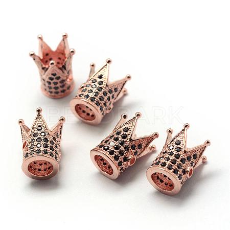 Rack Plating Brass Cubic Zirconia Beads ZIRC-S034-01RG-1