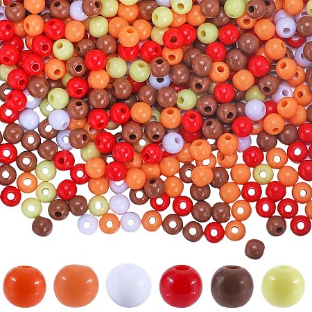 1200Pcs 6 Colors Thanksgiving Day Themed Opaque Acrylic Beads MACR-SC0001-44-1