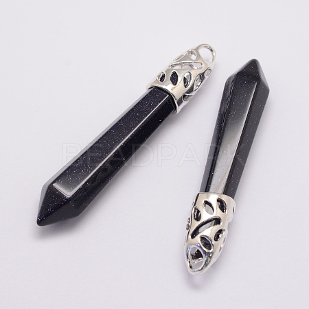 Synthetic Blue Goldstone Big Pointed Pendants LS-G-D860-C29-P-1