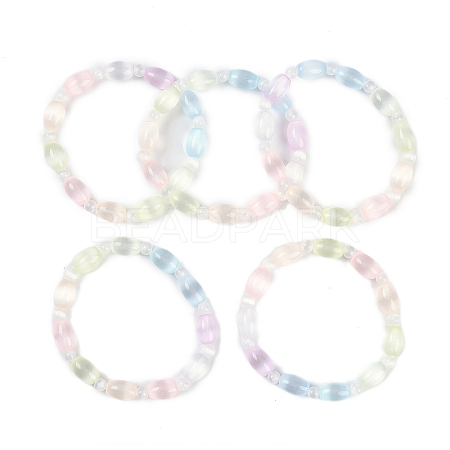 Natural Selenite Beaded Stretch Bracelets for Women BJEW-F481-01A-1