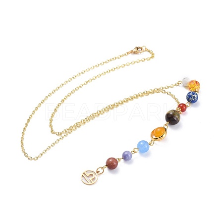 Universe Galaxy The Nine Planets Guardian Star Stone Necklaces NJEW-JN02413-07-1