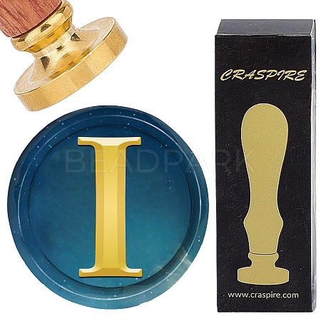 Brass Wax Seal Stamp with Wood Handle AJEW-WH0412-0304-1