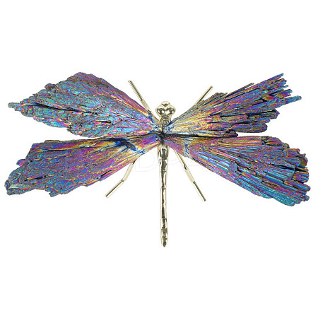 Electroplate Natural Tourmaline Insect Dragonfly Figurine LS-PW23052280641-1