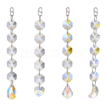 Christmas Glass Octagon Beads Hanging Suncatchers HJEW-JM02269-1