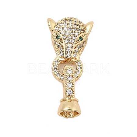 Brass Micro Pave Cubic Zirconia Fold Over Clasps KK-C075-05G-1