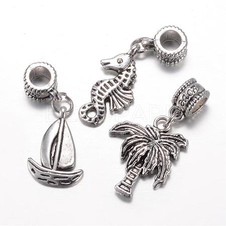 Tibetan Style Alloy European Dangle Charms PALLOY-P113-02-1