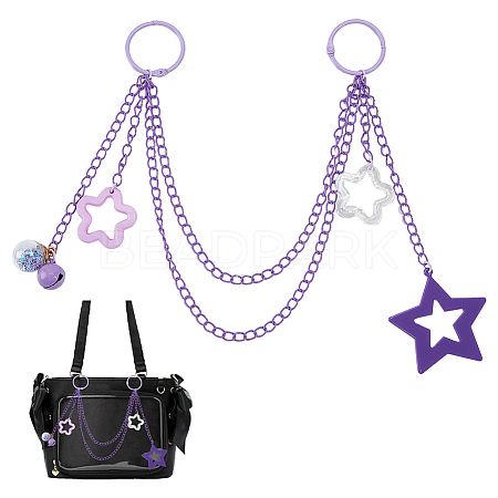 Acrylic Star Charm Iron Chain Bag Decorative Chains HJEW-OC00300-1