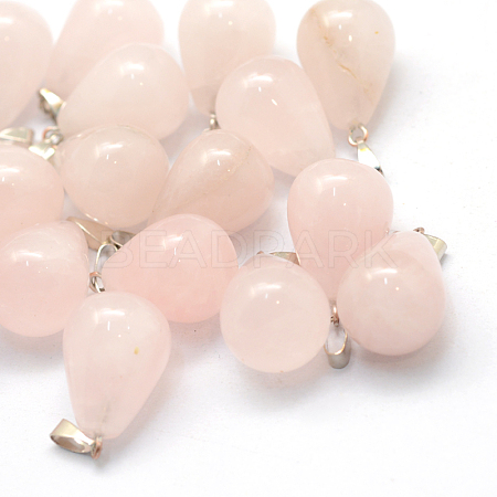 Teardrop Natural Rose Quartz Pendants G-Q435-24-1