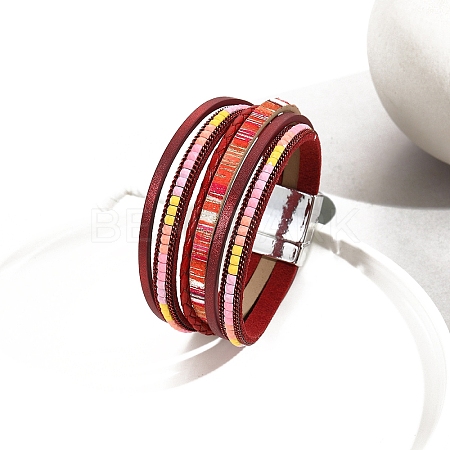 Bohemia PU Leather Cord Multi-strand Bracelets PW-WG69AB3-01-1