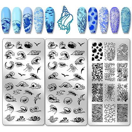 Stainless Steel DIY Nail Art Templates MRMJ-WH0092-054-1