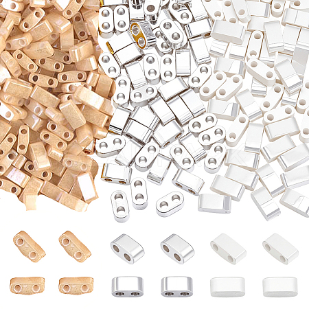 120Pcs 2 Colors Electroplated Non-magnetic Synthetic Hematite & 60Pcs MIYUKI Half TILA Beads Findings Kits G-PH0033-34-1