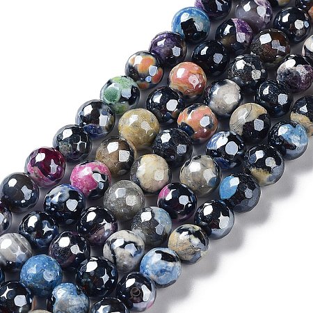 Electroplate Natural Fire Crackle Agate Beads Strands G-G0006-A01-09-1