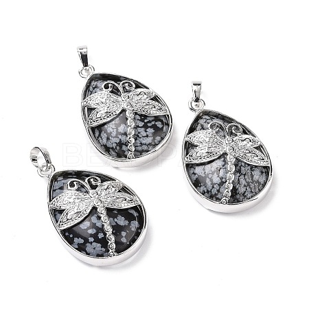 Natural Snowflake Obsidian Pendants X-G-G900-01P-13-1