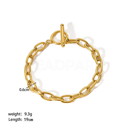 European Style 304 Stainless Steel Cable Chains Bracelet for Women HM2215-15-1