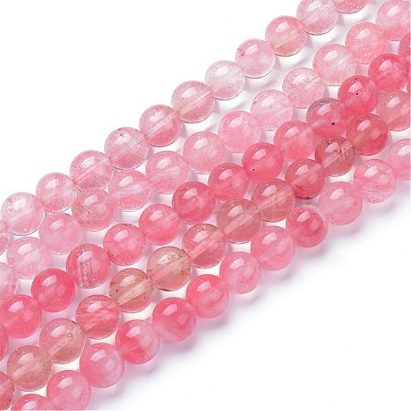 Cherry Quartz Glass Bead Strands G-R412-14-10mm-1