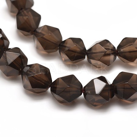 Faceted Natural Smoky Quartz Gemstone Bead Strands G-J331-29-8mm-1