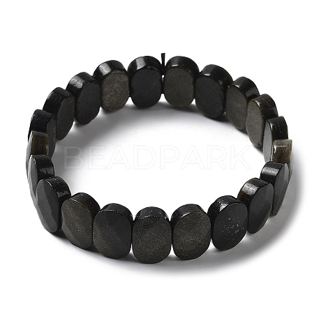 Natural Golden Sheen Obsidian Beaded Stretch Bracelet G-E010-01-05-1
