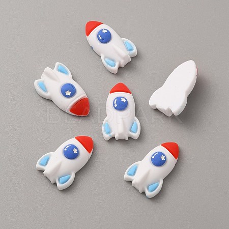 Space Theme Opaque Resin Cabochons LS-CRES-WH0001-51-1