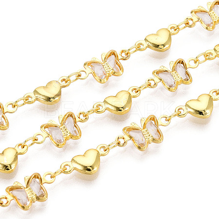 Brass Glass Link Chains CHC-T018-15C-G-1