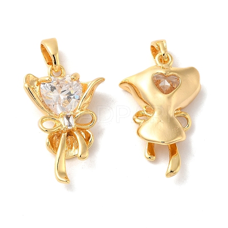 Brass Cubic Zirconia Pendants KK-M243-42G-1